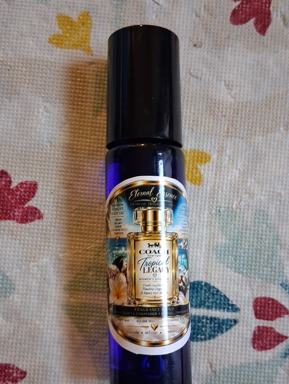 Coach Tropical Legacy Roll-On Perfume Oil in Deep Blue Bottle